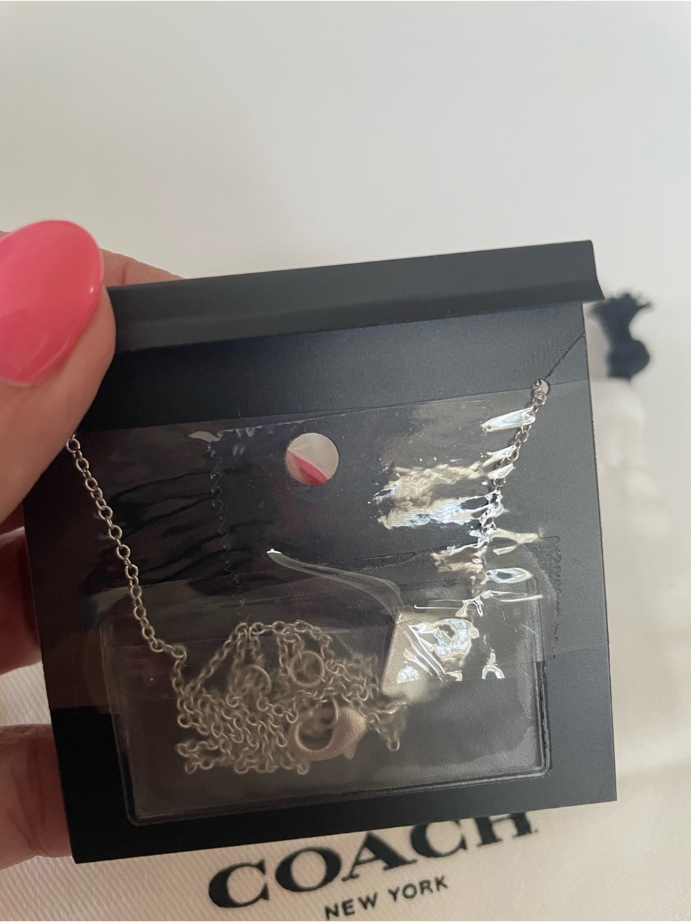 Coach Silver Heart Necklace with pave C - Picture 4 of 5